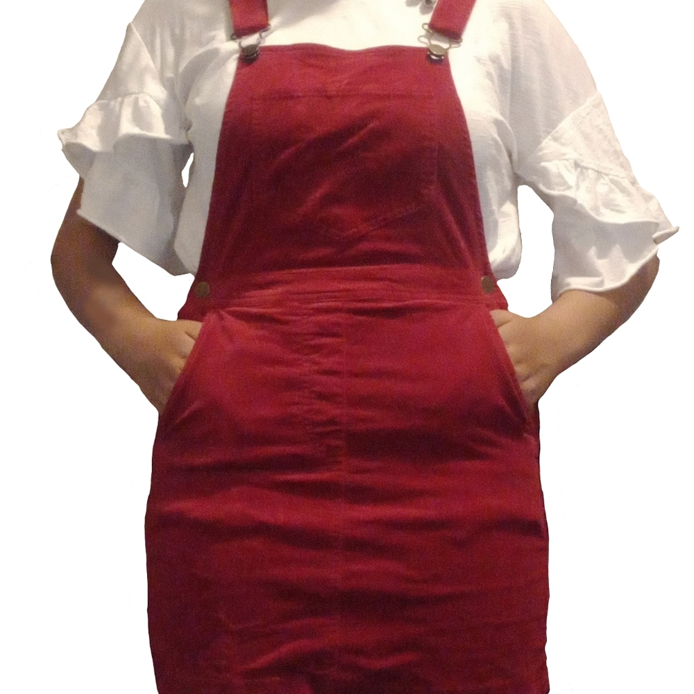Red Mini Skirt Overalls